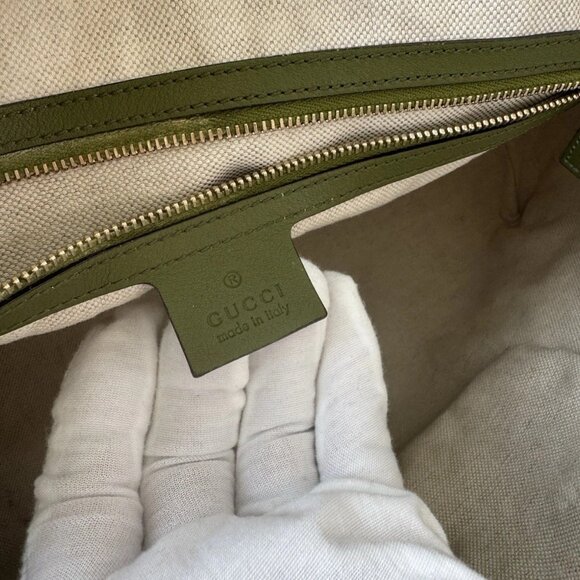 GUCCI Large Joy Boston Bag for Women, GG Canvas Green. Auth - Picture 13 of 16